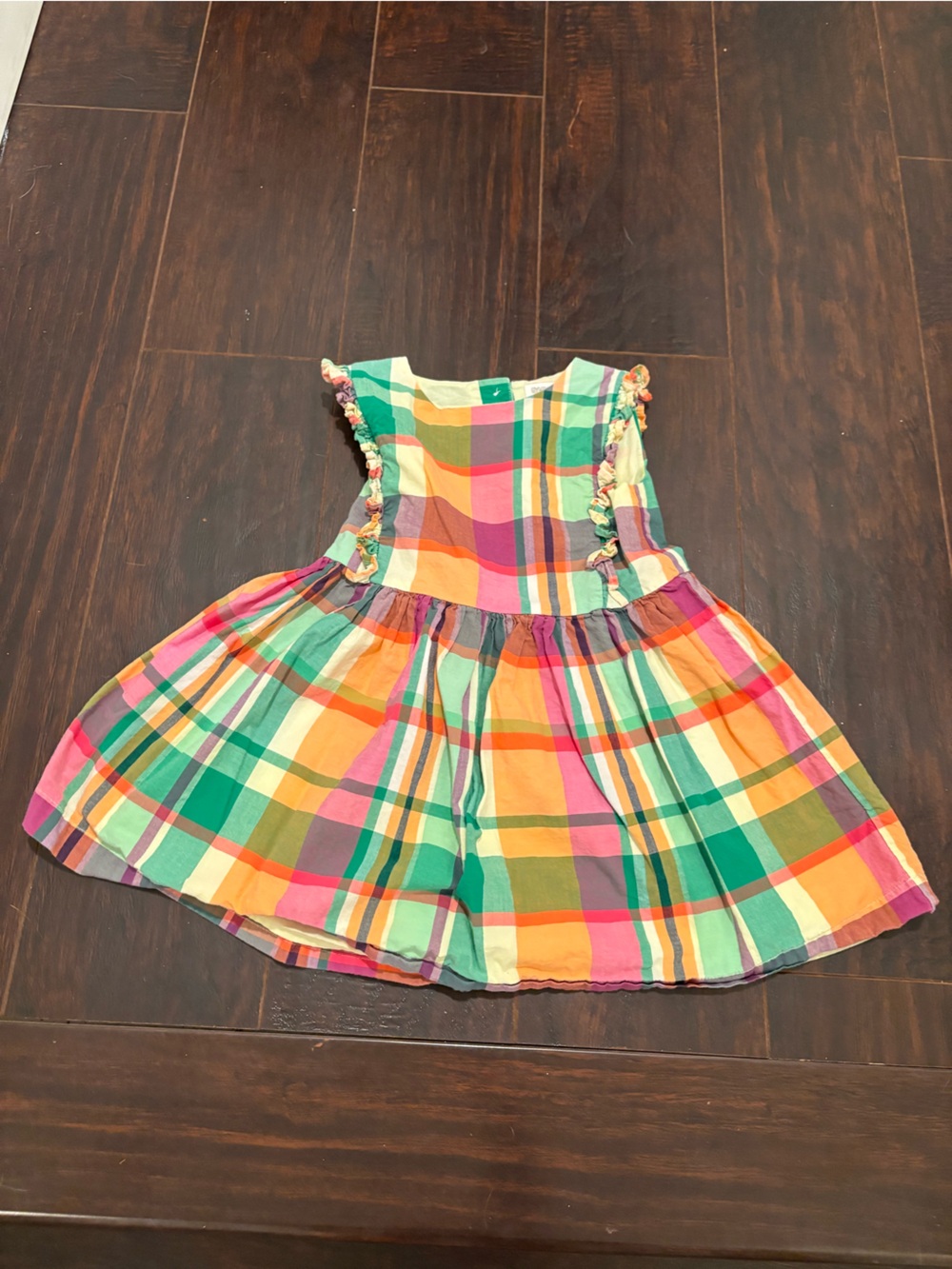 Gymboree Girls 3T Madras Plaid Ruffle Dress Colorful Autumn Sundress